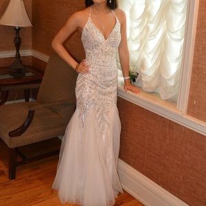 Cream and Gold Prom Dresses